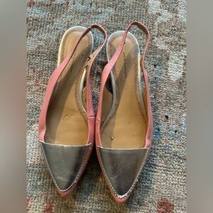 Pilcro and the Letterpress Pink and Silver Slingback Flats